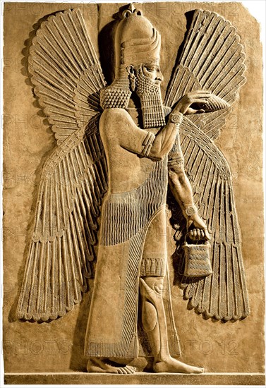 Winged genie. Detail of a relief from the palace of Assyrian king Sargon II, 722-705 BC. Artist: Assyrian Art