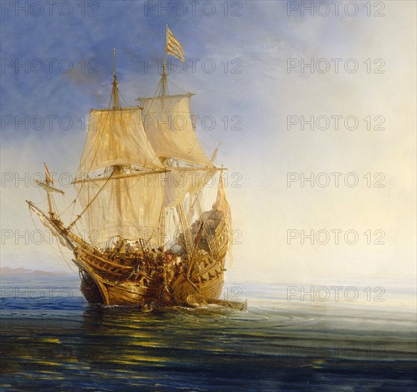 Capture a galleon. Artist: Gudin, Jean Antoine Théodore (1802-1880)