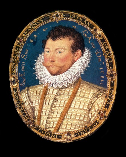 Portrait of Sir Francis Drake, 1581. Artist: Hilliard, Nicholas (c. 1547-1619)