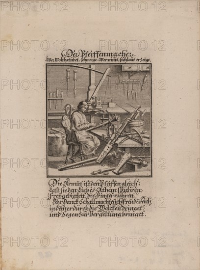 The Wind Instrument Maker. Artist: Weigel, Christoph, the Elder (1654-1725)