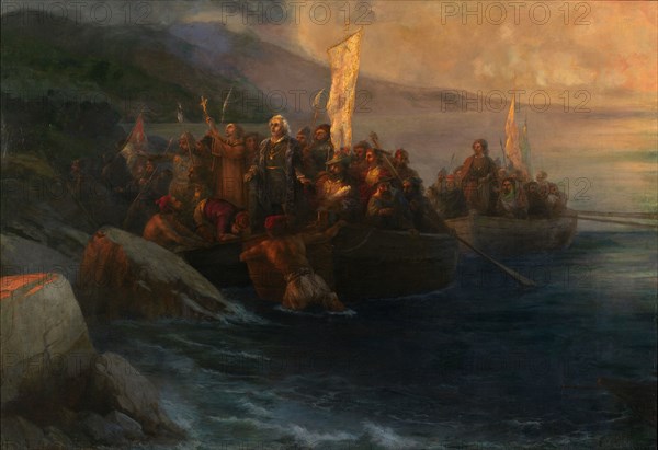 The Disembarkation of Christopher Columbus on San Salvador, 12th October 1492, 1892. Artist: Aivazovsky, Ivan Konstantinovich (1817-1900)