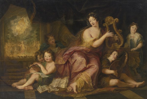 Allegory of Music. Portrait of Madame de Maintenon (1635-1719), with the Natural Children of Louis X Artist: Coypel, Antoine (1661-1722)