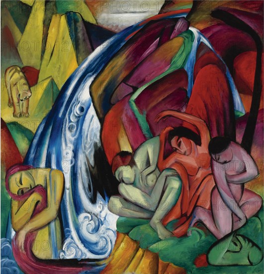 The waterfall (Women under a waterfall), 1912. Artist: Marc, Franz (1880-1916)