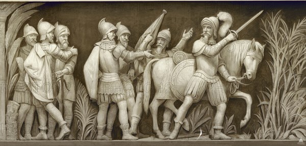 Pizarro Going to Peru (The frieze in the Rotunda of the United States Capitol), 1860-1873. Artist: Brumidi, Constantino (1805-1880)