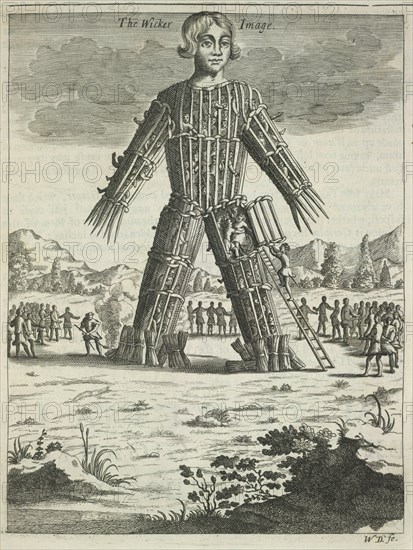 Wicker man (from Britannia Antiqua Illustrata by Aylett Sammes), 1676. Artist: Anonymous