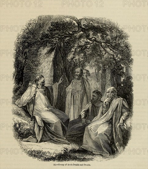 Group of Archdruids and Druids (From the book Old England: A Pictorial Museum), 1845. Artist: Anonymous