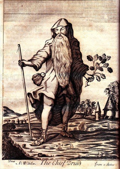 The Chief Druid (from Mona Antiqua Restaurata), 1723. Artist: Rowlands, Henry (1655-1723)