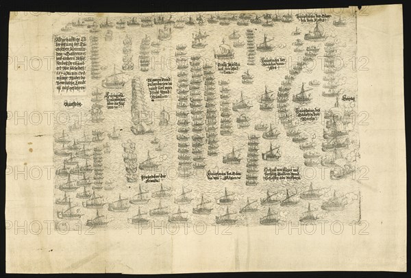 The Battle of Lepanto on 7 October 1571, 1571. Artist: Jenichen, Balthasar (active 1560-1590)