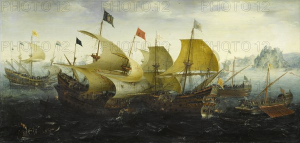 Battle of Cadiz (Dutch and English Ships Attack the Spanish Armada), 1608. Artist: Aert Anthonisz., (Aert van Antum) (ca. 1580-1620)