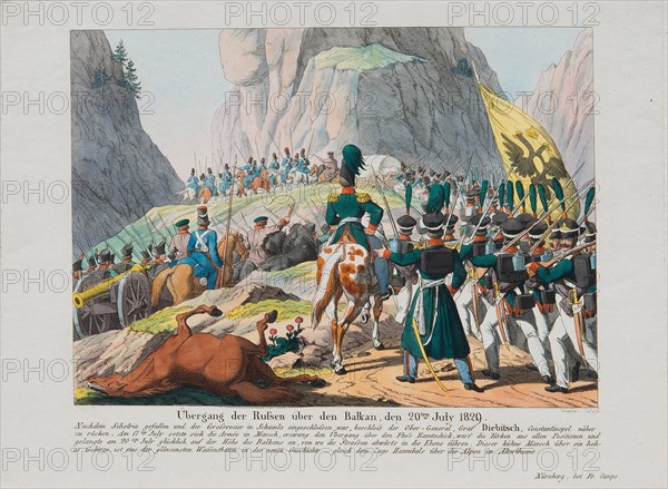 The Army of Graf Ivan Ivanovich Diebitsch crossing the Balkans, c. 1830. Artist: Campe, August Friedrich Andreas (1777-1846)