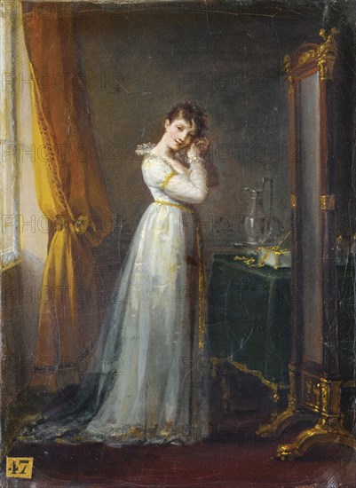 Woman trying on Earrings (Constance Mayer), ca 1806. Artist: Prud'hon, Pierre-Paul (1758-1823)