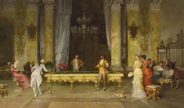 Game of Billiards. Artist: Beda, Francesco (1840-1900)
