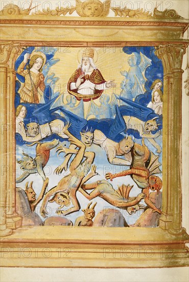 The Fall of Lucifer. From Book of Hours, c. 1500. Artist: Anonymous