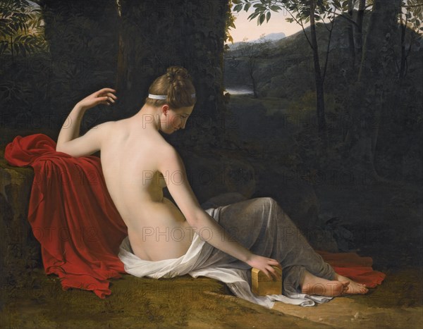 Pandora Reclining in a Wooded Landscape. Artist: Hersent, Louis (1777-1860)