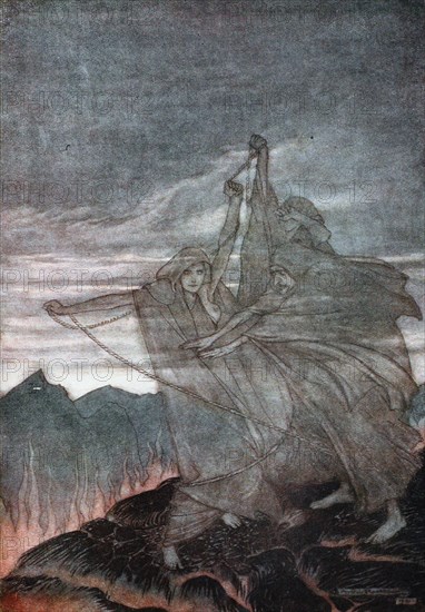 The Norns Vanish. Illustration for Siegfried and The Twilight of the Gods by Richard Wagner, 1910. Artist: Rackham, Arthur (1867-1939)