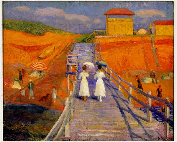 Cape Cod Pier, 1908. Artist: Glackens, William James (1870-1938)