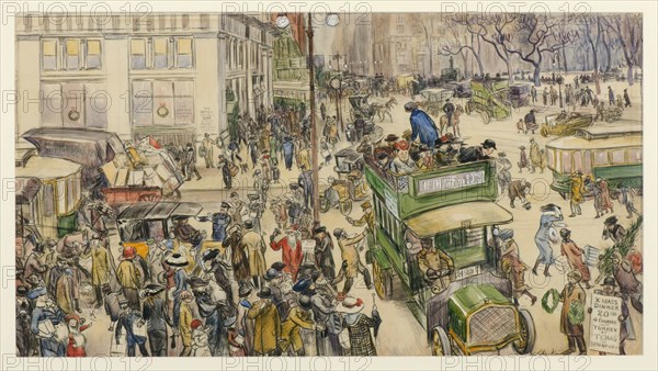 Christmas Shoppers, Madison Square, 1912. Artist: Glackens, William James (1870-1938)