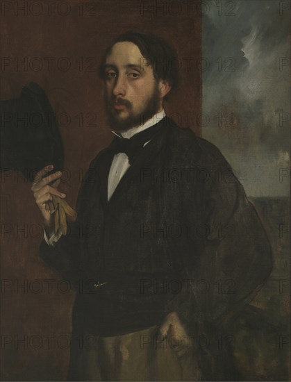Self-portrait with Raised Hat, ca 1863. Artist: Degas, Edgar (1834-1917)
