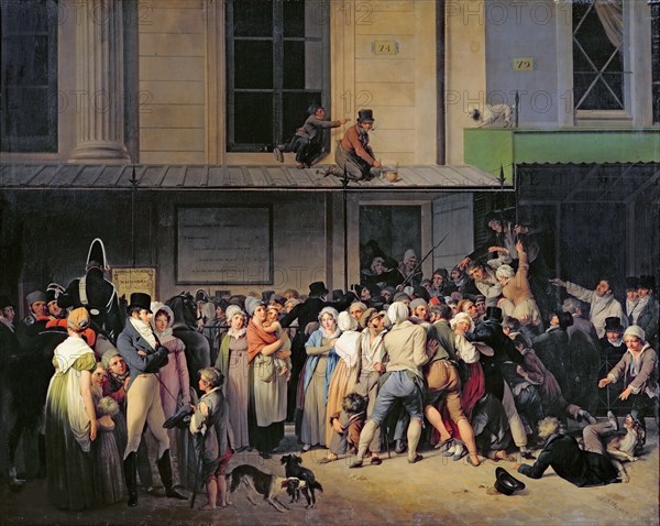 The Entrance to the Théâtre de l?Ambigu-Comique before a Free Performance, 1819. Artist: Boilly, Louis-Léopold (1761-1845)