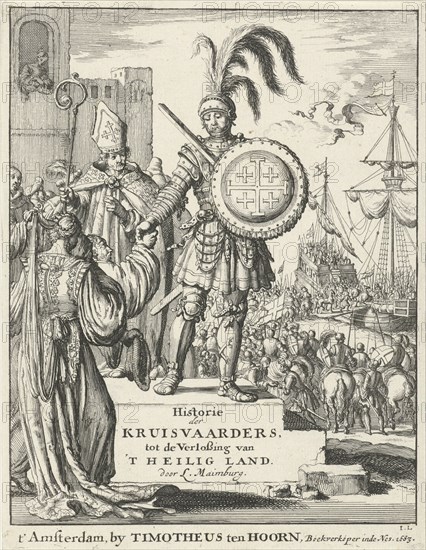 Knight with the coat of arms of Jerusalem (From: Historie der kruisvaarders, tot de verlossing van't Artist: Ten Hoorn, Timotheus (1644-1715)