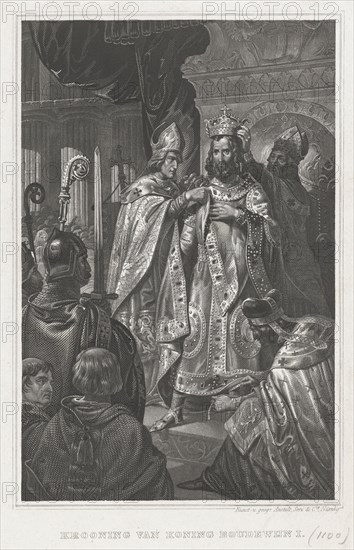 The coronation of Baldwin I on Christmas Day 1100, 19th century. Artist: Anonymous