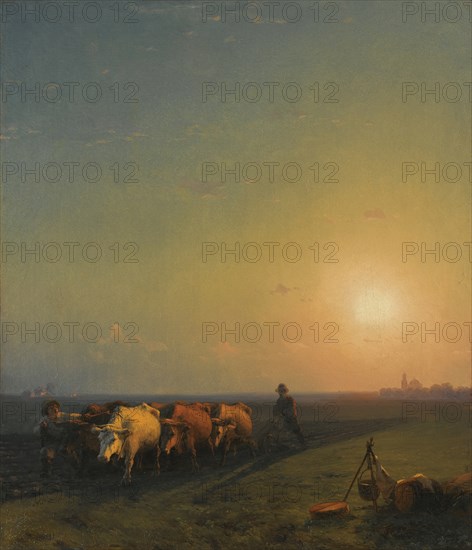 Ploughing the fields, Crimea, 1865. Artist: Aivazovsky, Ivan Konstantinovich (1817-1900)