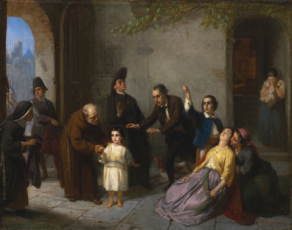 The Kidnapping of Edgardo Mortara, 1862. Artist: Oppenheim, Moritz Daniel (1800-1882)