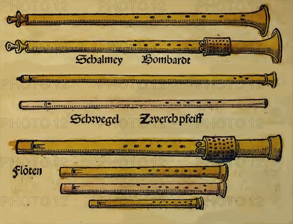 Illustration from Musica getutscht by Sebastianus Virdung, 1511. Artist: Virdung, Sebastian (1465-?)