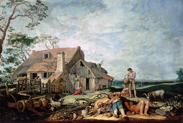 Landscape with Peasants Resting, Tobias and the Angel, 1650. Artist: Bloemaert, Abraham (1566-1651)