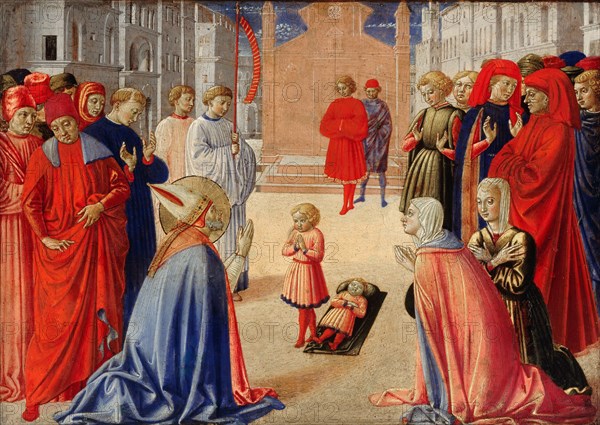 Saint Zenobius raises a boy from the dead, 1462. Artist: Gozzoli, Benozzo (ca 1420-1497)