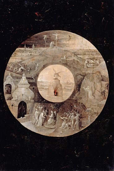 Saint John the Evangelist on Patmos (Reverse side). The Passion of the Christ, c. 1505. Artist: Bosch, Hieronymus (c. 1450-1516)