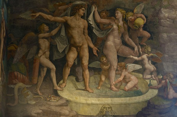 Fresco detail from the Chamber of Amor and Psyche, 1526-1534. Artist: Romano, Giulio (1499-1546)