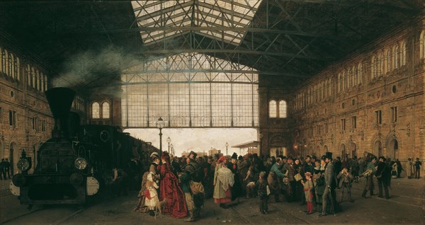 Arrival of a Train at Vienna Northwest Station, 1875. Artist: Karger, Karl (1848-1913)