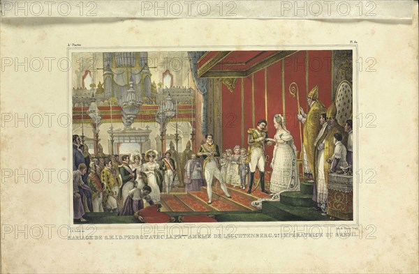 The Marriage of Amélie of Leuchtenberg and Emperor Pedro I of Brazil, 1829. Artist: Debret, Jean-Baptiste (1768-1848)