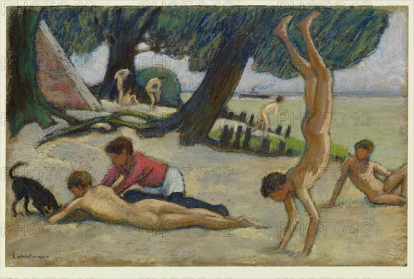 Boys on the beach, c. 1895. Artist: Hofmann, Ludwig, von (1861-1945)