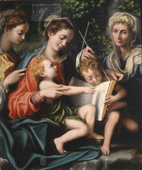 Virgin and Child with Saints John the Baptist, Mary Magdalen and Elizabeth, ca 1529. Artist: Gandini del Grano, Giorgio (c. 1500-1538)