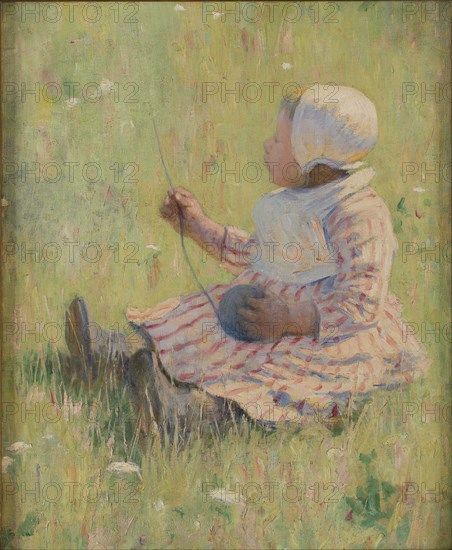 Girl playing with a ball of wool, c. 1875. Artist: Cassatt, Mary (1845-1926)