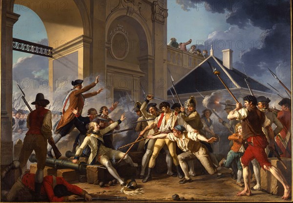 The heroic courage of the young Désilles, August 31, 1790, in the Nancy Affair, 1794. Artist: Le Barbier, Jean-Jacques-François (1738-1826)