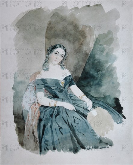 Portrait of Leonilla Ivanovna Baryatinskaya, Princess zu Sayn Wittgenstein (1816-1918), 1846. Artist: Sadovnikov, Vasily Semyonovich (1800-1879)