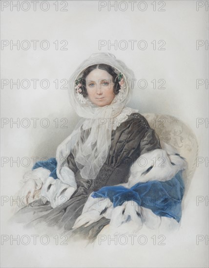 Portrait of Yelena Fyodorovna Ryumina (1800-1874), 1846. Artist: Sokolov, Pyotr Fyodorovich (1791-1848)