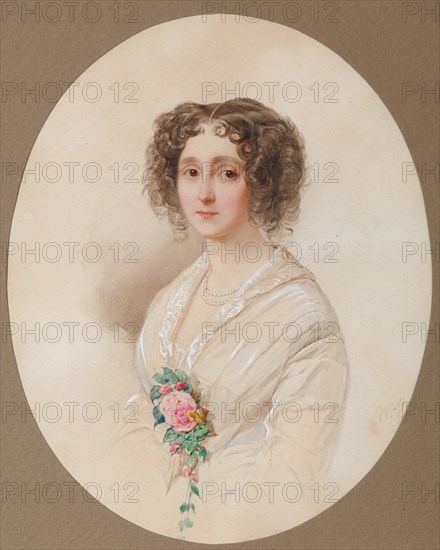 Portrait of Alexandra Mikhaylovna Chelishcheva (1816-1913), 1851. Artist: Hau (Gau), Vladimir Ivanovich (1816-1895)