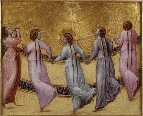 Five dancing angels, ca 1436. Artist: Giovanni di Paolo (ca 1403-1482)