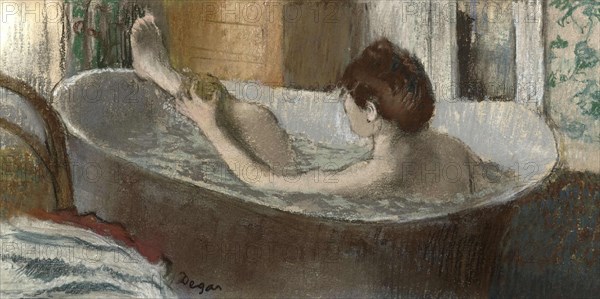 Woman in her Bath, Sponging her Leg, 1883-1884. Artist: Degas, Edgar (1834-1917)