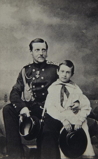 Portrait of Grand Duke Constantin Nikolaevich of Russia (1827-1892) with son Nicholas Constantinovic Artist: Levitsky, Sergei Lvovich (1819-1898)