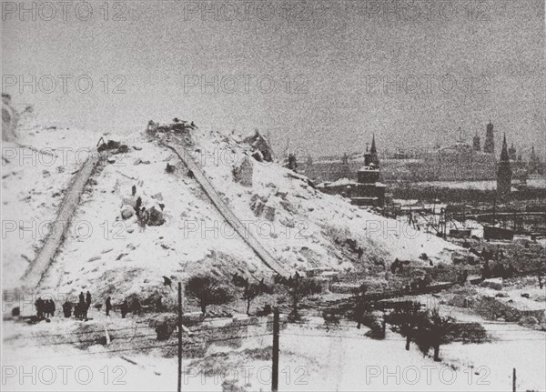 The Demolition of the Cathedral of Christ the Saviour in Moscow, 1931. Artist: Ilf, Ilya Arnoldovich (1897-1937)