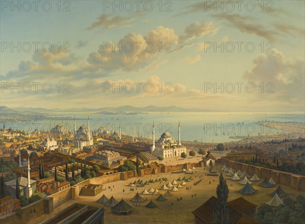 Constantinople from the Fire Tower of Beyazit. Artist: Sattler, Hubert (1817-1904)