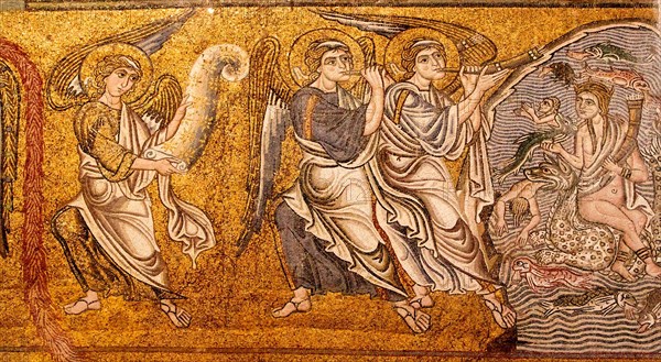 The sea gave up its dead (The Last Judgement, Detail), 12th century. Artist: Anonymous