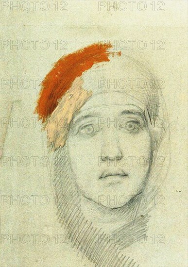 Head of a Woman, 1884. Artist: Vrubel, Mikhail Alexandrovich (1856-1910)