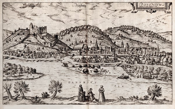 Pressburg (Bratislava). From: Civitates orbis terrarium), 1588. Artist: Braun, Georg (1541-1622)