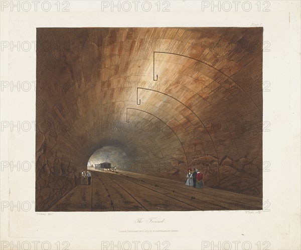 The Tunnel. From Coloured Views on the Liverpool and Manchester Railway, 1831. Artist: Bury, Thomas Talbot (1811-1877)